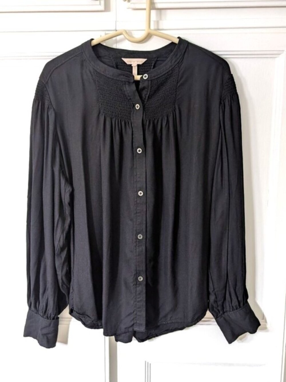 Rebecca Taylor Women's‎ Black Blouse Balloon Sleeve Smock Details XL